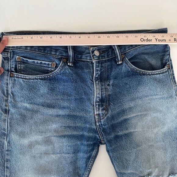 Levis Jeans Mens 34 x 30 Straight Leg Distressed Western Whiskering Faded Cowboy - Picture 12 of 16